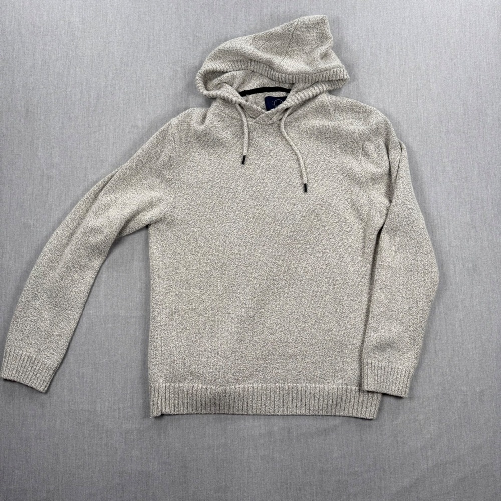 Eventide Mens‎ Knit Hoodie Sweater Oatmeal Marl Gray Size Large